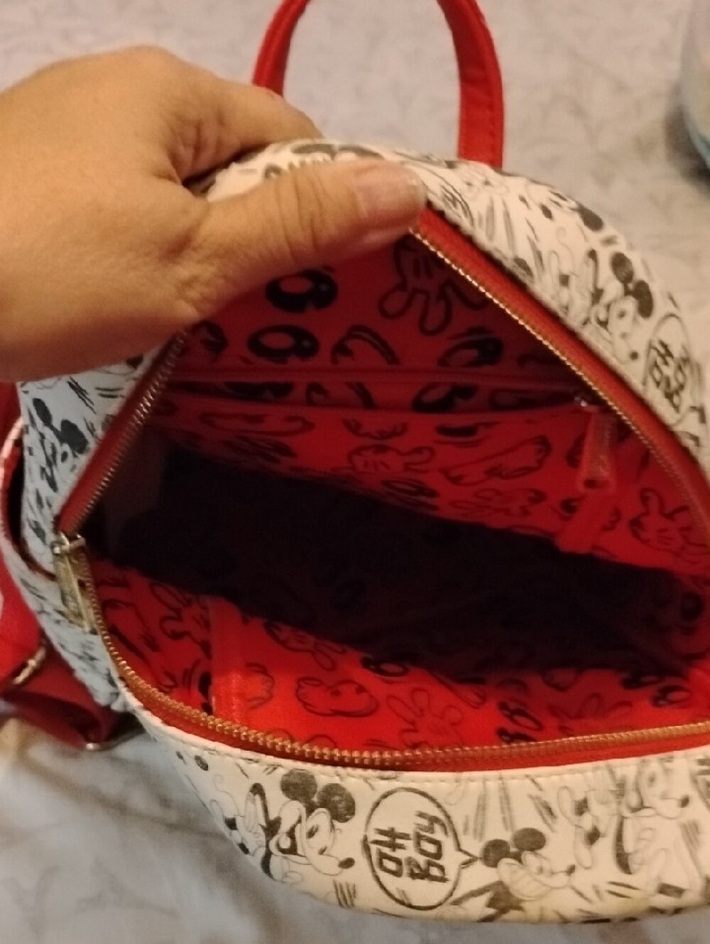 Disney Loungefly Black, Red & White Mickey "Oh Boy!" Print Mini Backpack GUC - Picture 9 of 10